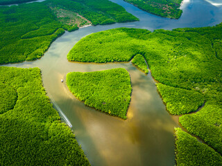 Heart shape island in Khao Chom Pa Sea Mangrove view point, in Trang, Thailand 