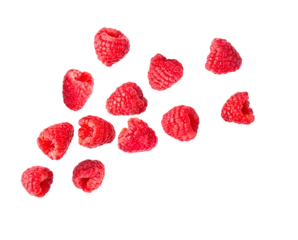 Fotobehang Raspberries isolated on transparent png © supamas