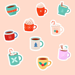 Festive winter cups stickers