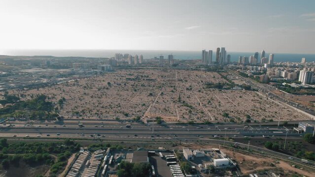 Southern Tel-Aviv Cemetery - The biggest in Israel - slide to left high altitude #025