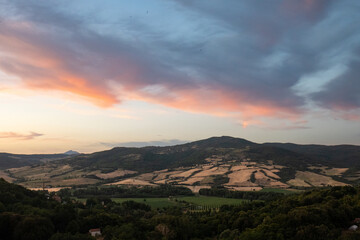 Naklejka na ściany i meble Italian landscape along via Francigena, between Radicofani and Acquapendente, Tuscany, June 2022