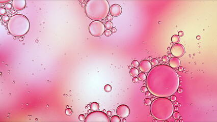 Abstract Colorful Food Oil Drops Bubbles and spheres Flowing on Water Surface