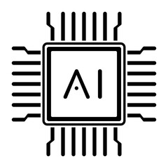 Artificial intelligence AI processor chip icon symbol. Vector illustration