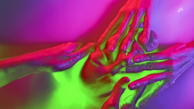 psychedelic portrait of a woman with a split personality in a dream