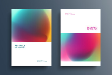 Set of abstract blurred multicolored backgrounds with blurred color gradients. Bright color templates for brochures, posters and covers. Vector illustration.