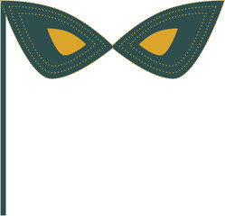 Mardi Gras costume element. Carnival mask and opera hat. Mask decorated with golden beads. 