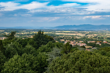 Fototapeta na wymiar Italian landscape along via Francigena, between Bolsena and Montefiascone, Tuscany, June 2022