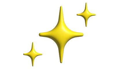 3D Star .Sparkle stars set. Realistic vector star symbols.Glossy stars collection isolated on white background