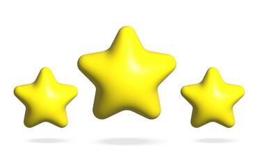 3D Star .Sparkle stars set. Realistic vector star symbols.Glossy stars collection isolated on white background