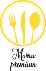 Cooking, cuisine logo. Icon and label for design menu restaurant or cafe. Lettering, calligraphy vector illustration