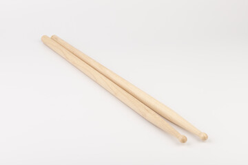 Wooden drumsticks isolated on white background. musical instrument.