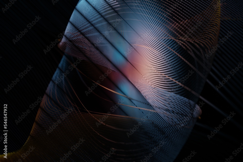 Aufkleber Beautiful Geometric colorful abstract image in spiral. Starburst dynamic wave. 3d rendering illustration Background pattern for design.