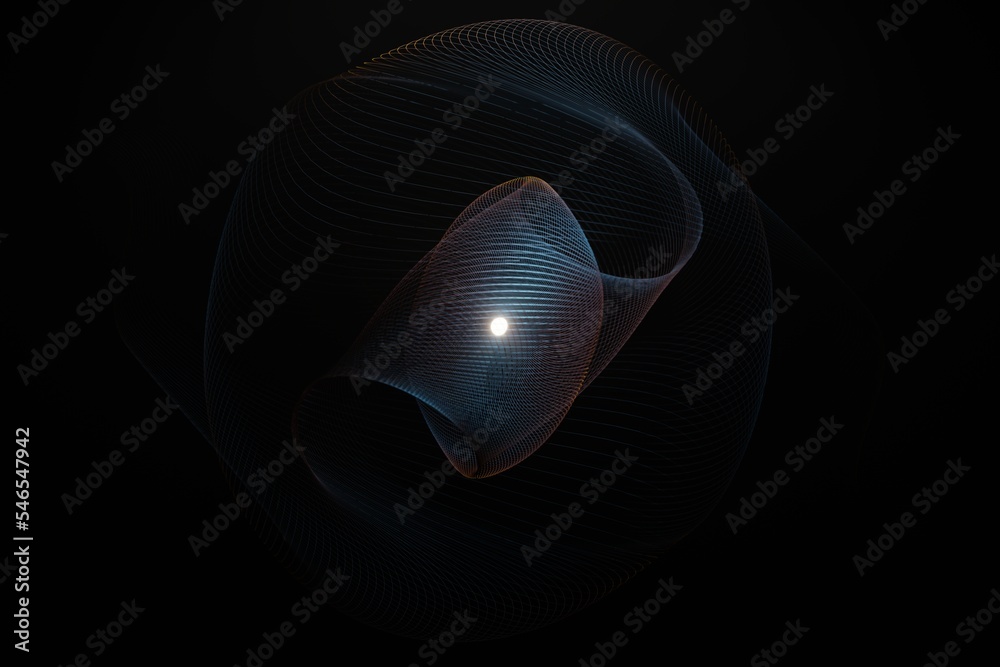 Poster Beautiful Geometric colorful abstract image in spiral. Starburst dynamic wave. 3d rendering illustration Background pattern for design.