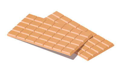 Vector illustration of chocolate bar isolated on white background. White chocolate icon. Dessert.