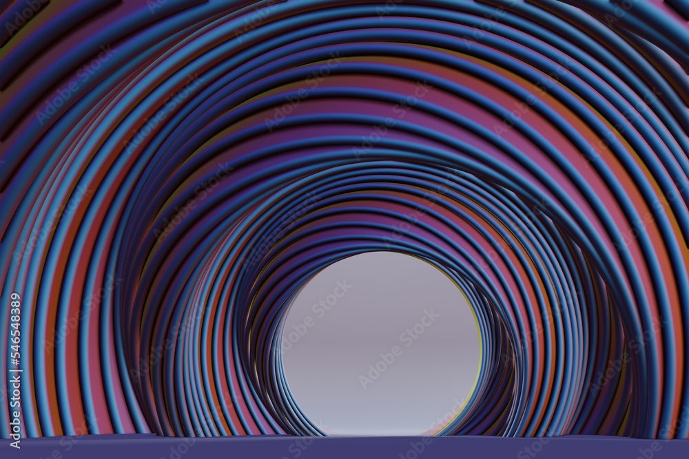 Aufkleber Abstract scene background. Product presentation, mock up. geometric  shiny swirl background. Starburst dynamic rings. 3d rendering illustration Background pattern for design..