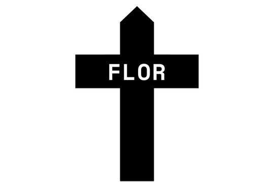 Flor: Illustration eines schwarzen Kreuzes mit dem Vornamen Flor