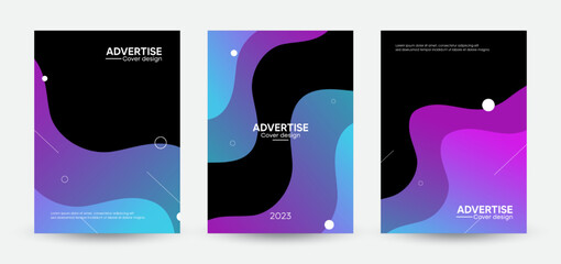 Set of the cover design templates. Modern gradient shapes background for cards, posters, banners, flyers, brochures, and page layouts other. Vector, 2023