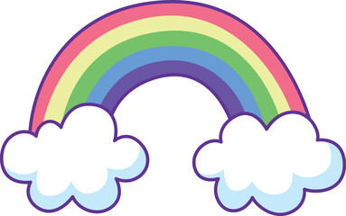 Rainbow clouds icon. Cute magic color drawing