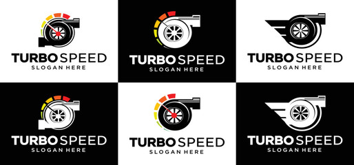 turbo speed logo, speed automotive logo, turbo speed, turbo engine mechanics. - obrazy, fototapety, plakaty