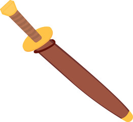 Sword in scabbard color icon. Dagger in leather sheath