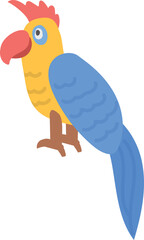Parrot icon. Color exotic bird. Funny character