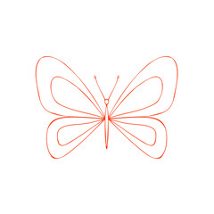 Butterfly contour PNG drawing. Insect butterfly coloring book.