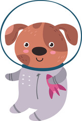 Puppy space astronaut. Baby dog in spaceman suit