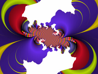 Colorful fractal, illustration of a dragon flying in the sky