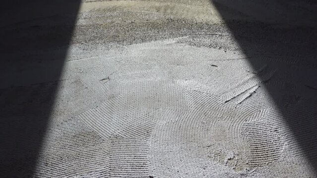 Abstract view of hydro isolation indoors. Waterproofing texture. Water proofing bathroom floor. Home renovation and improvement. Nobody