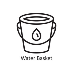 Water Basket Vector Outline Icon Design illustration. Housekeeping Symbol on White background EPS 10 File