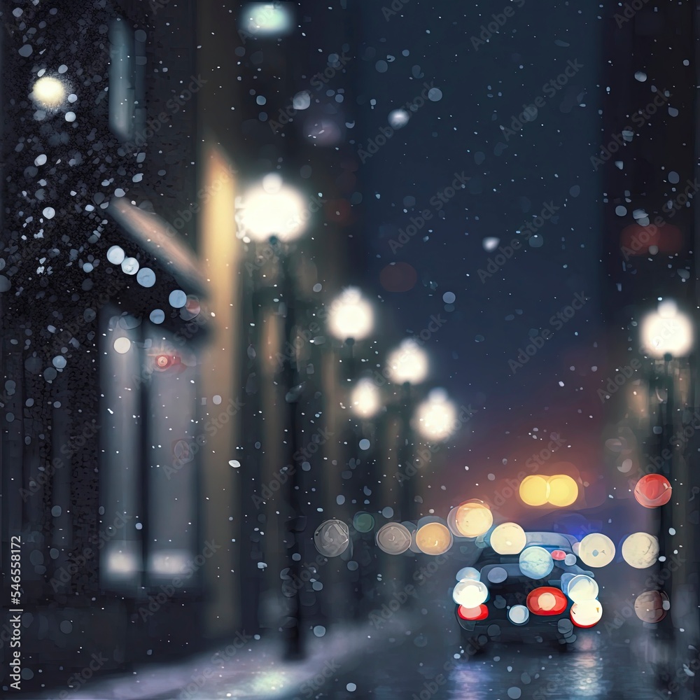 Poster bokeh falling snow