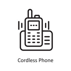 Cordless Phone Vector Outline Icon Design illustration. Housekeeping Symbol on White background EPS 10 File