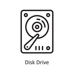 Disk Drive Vector Outline Icon Design illustration. Housekeeping Symbol on White background EPS 10 File