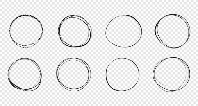 Circle line sketches set. Vector isolated design elements