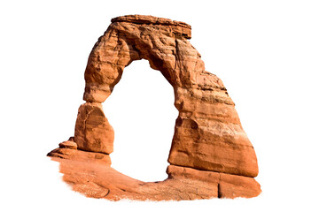 Delicate Arch in Arches National park, Utah, USA isolated on transparent background