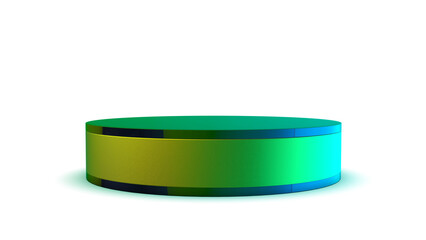 3d render, 3D lighting, also show a presentation with a green background, illuminated and colorful show podium