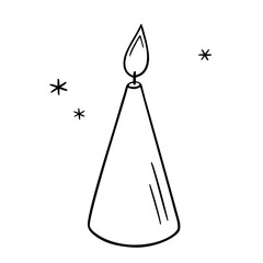 Candle doodle,power outage lighting.Decoration for birthday party,romantic Valentine's Day dinner.Festive hand-drawn candlelight with wick and wax,for creating a special atmosphere.Isolated.Vector