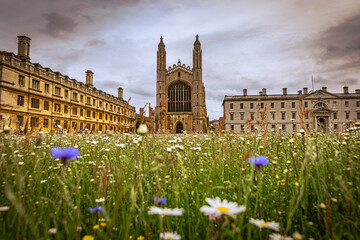 Cambridge - May 23 2022: King's College Campus at Cambridge, England.