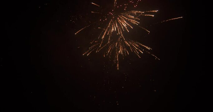 Glitter And Chrysanthemum Fireworks At Night Sky