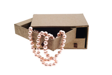 Small jewelry box with pearls  isolated on transparency photo png file 