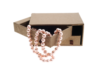 Small jewelry box with pearls  isolated on transparency photo png file 