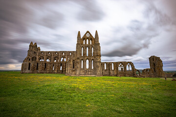 Whitby - May 23 2022: Gothic Abbey of Whitby, England.