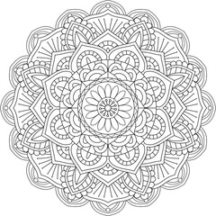 Outlined Mandala coloring page, vector illustration
