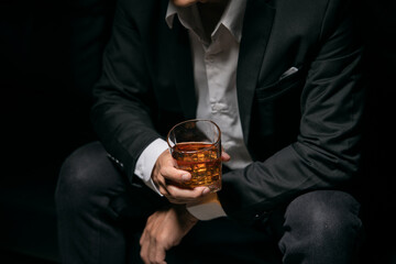 Businessmen in suits drinking  Celebrate whiskey