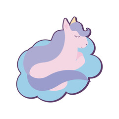 kawaii unicorn on cloud
