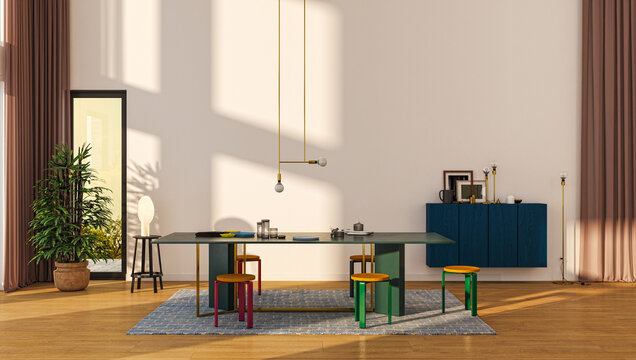 Illustration 3D rendering large luxury modern bright interiors Living room mockup computer digitally generated image