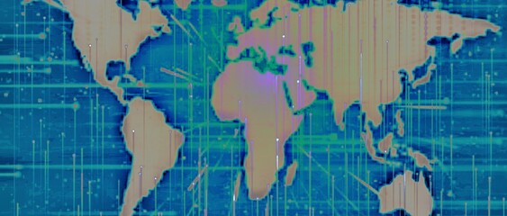 world map on blue background