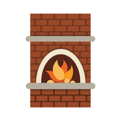 Fototapeta premium Cozy fireplace isolated on a white background. Vector flat illustration
