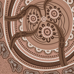 Vector aboriginal style of dot artwork