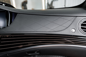 Cleaned interior of modern luxury car close up